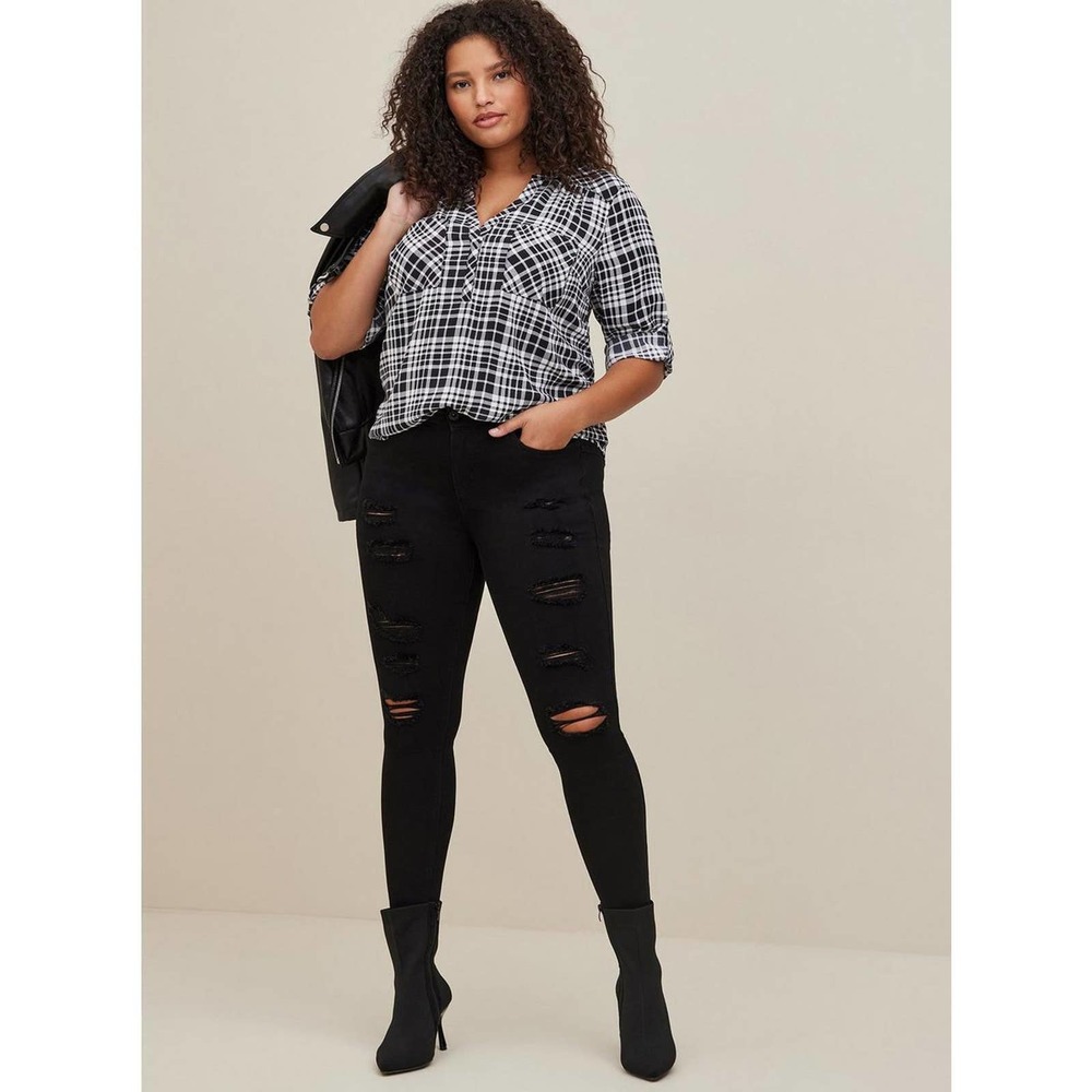 Torrid Harper Studio Crepe de Chine Pullover 3/4 Sleeve Blouse Plus Size 2 2X - Picture 3 of 12